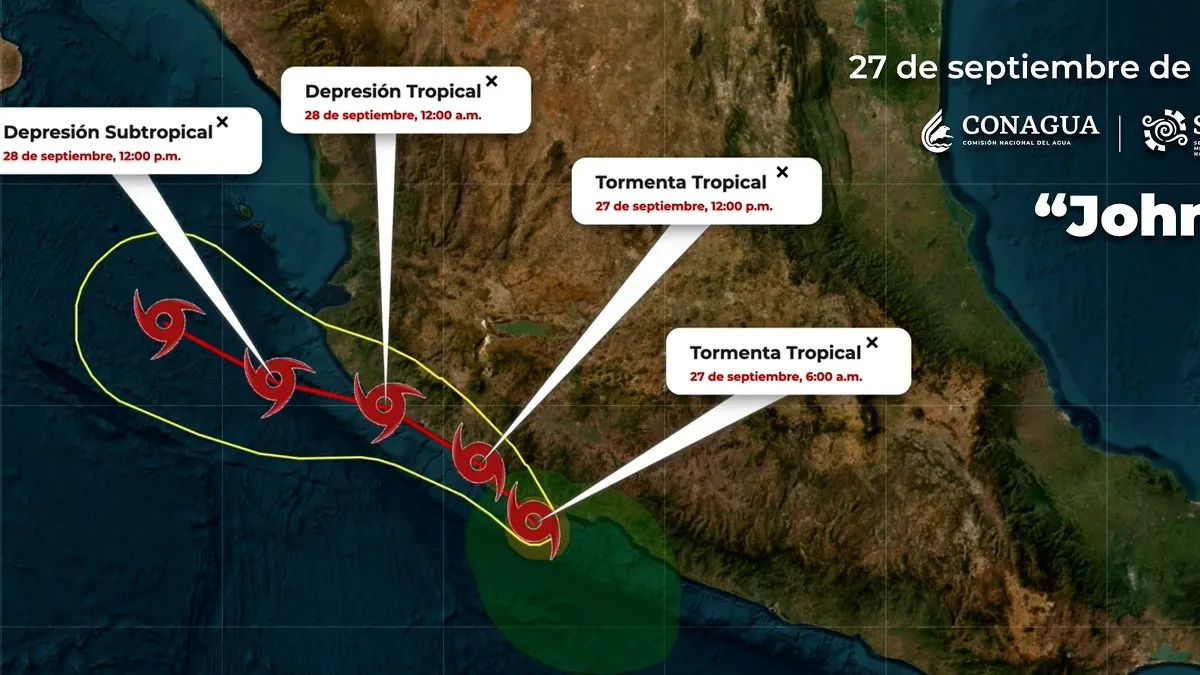 John se degrada a tormenta tropical'; se desplazará en tierra y propiciará lluvias intensas: SMN