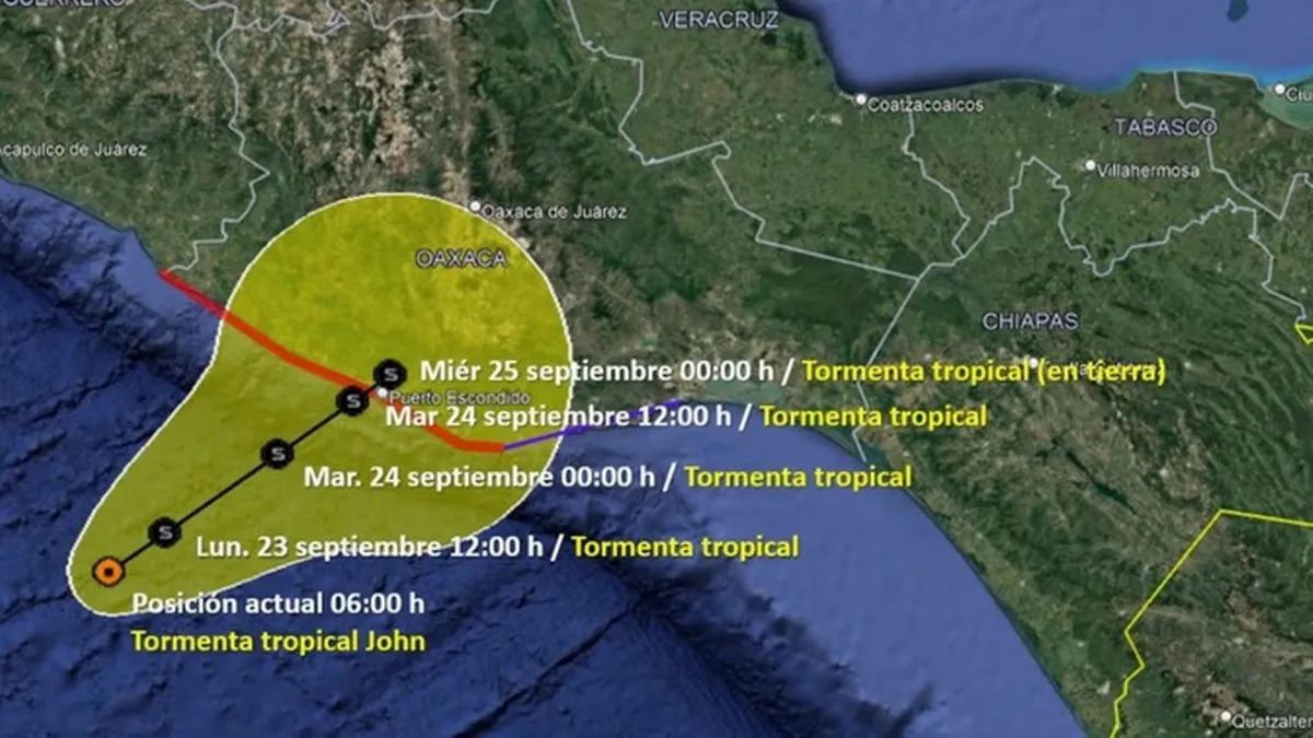 Tormenta tropical “John” se acerca a costas de Guerrero y Oaxaca; prevén lluvias fuertes