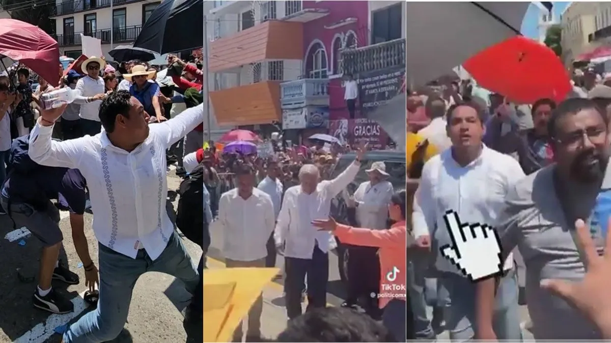 Morenistas despiden a AMLO con un botellazo en Veracruz; fue por equivocación, dicen